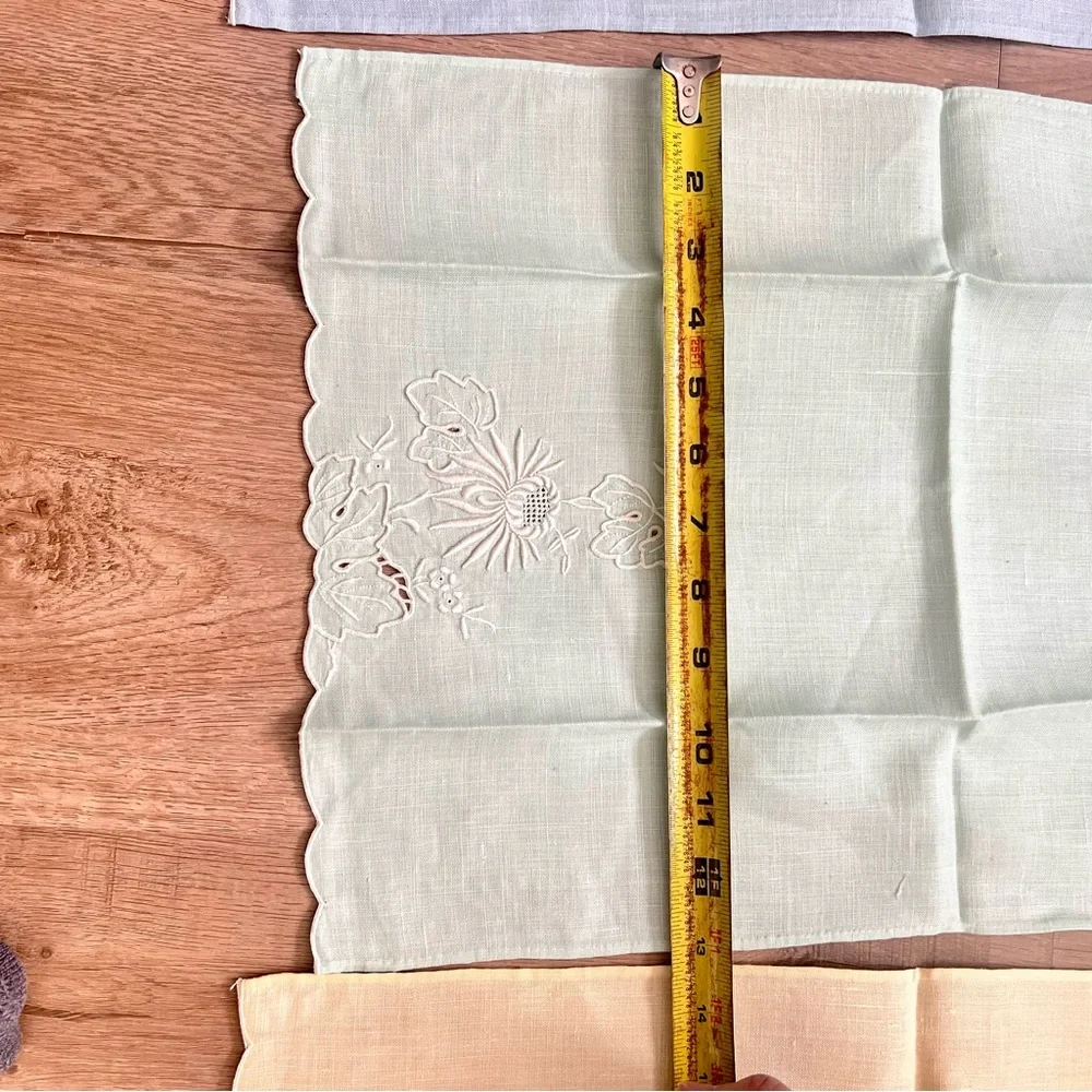 Set 6 Vintage Colorful Linen Placemats Or Napkins Embroidered Daisy‎ 19” X 13”
